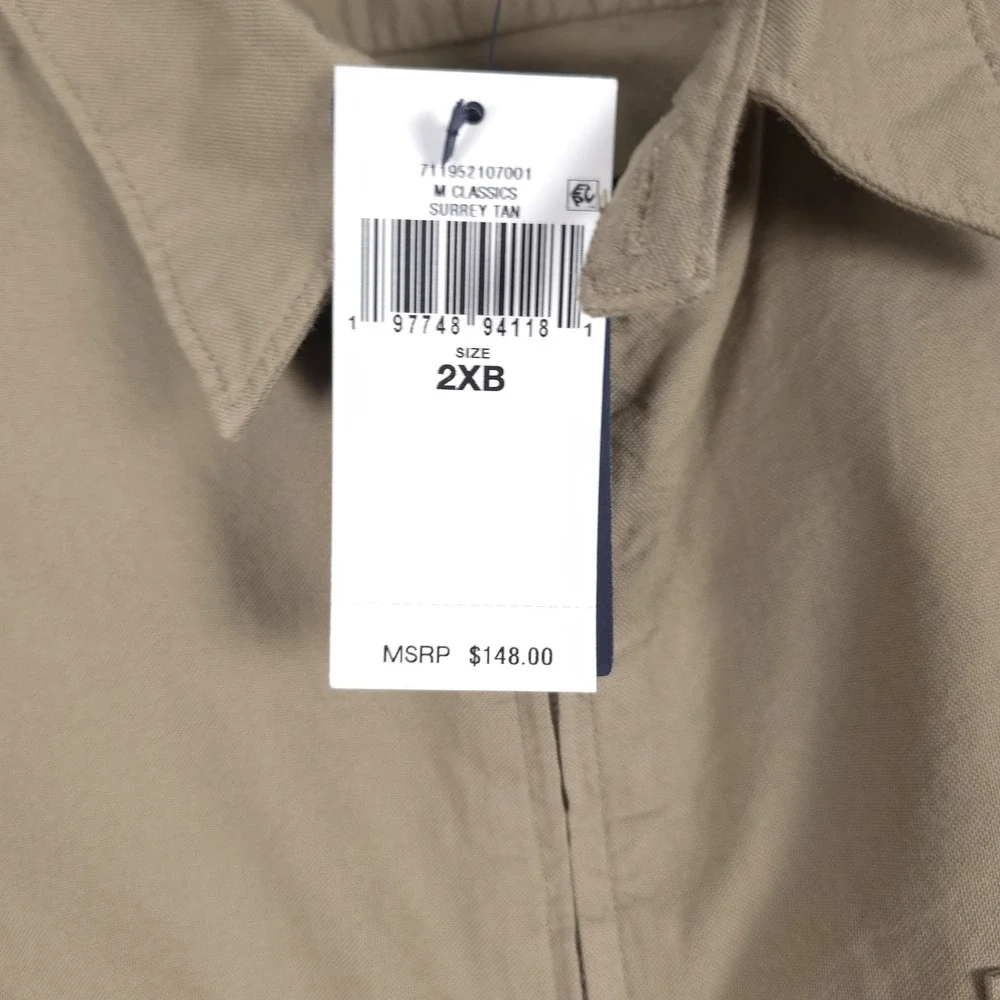 Polo Ralph Lauren Garment-Dyed Oxford Overshirt Mens 2XB Surrey Tan Full Zip New